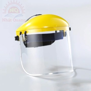 Mũ kính bảo hộ bảo vệ che mặt màu vàng, sản phẩm hữu ích trong các ngành công nghiệp như xây dựng, cơ khí, hàn