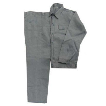 Quần áo bảo hộ vải kaki 100% cotton dày mầu ghi chì