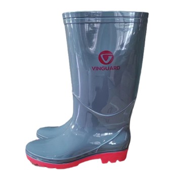 Ủng nhựa cao su pvc màu ghi xám đế đỏ phù hợp với mọi môi trường lao động