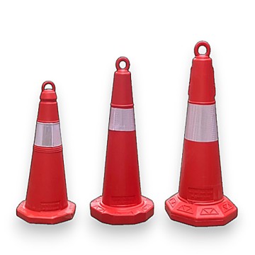 Cọc tiêu nhựa Nhật Quang đỏ phản quang trắng 55cm