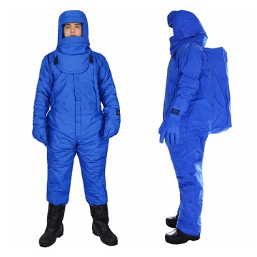 Bộ quần áo liền quần phòng lạnh âm 250 độ có túi đựng bình khí