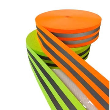 Dây Phản Quang vải 2 vạch May Mặc Xanh Nõn - Cam