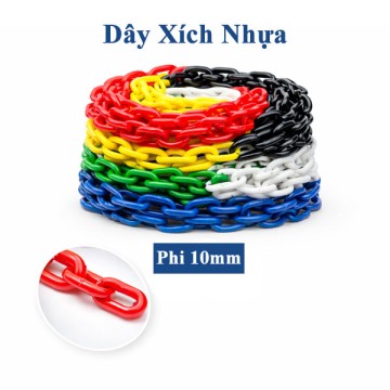 Dây xích nhựa phân luồng, cảnh báo, hàng rào an toàn nhiều màu sắc phi 10mm