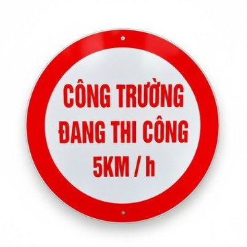 Biển cảnh báo tròn có phản quang (công trường đang thi công)
