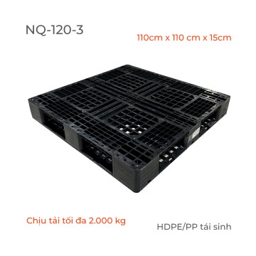Kệ Nhựa Pallet liền khối Chịu Tải - màu đen -1100mmx1100mmx150mm - NQ-120-3