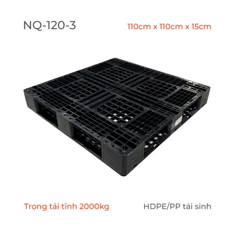 Kệ Nhựa Pallet liền khối Chịu Tải - màu đen -1100mmx1100mmx150mm - NQ-120-3