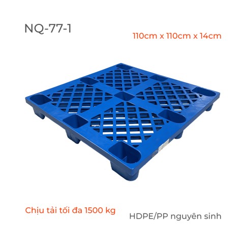 Kệ Nhựa Pallet Chân cốc màu Xanh -1100mmx1100mmx140mm - Chịu Tải 1500kg - PALLET-NQ-77-1