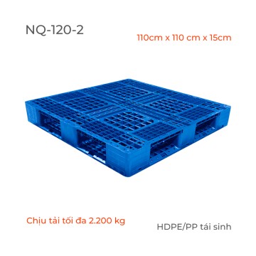 Kệ Nhựa Pallet liền khối Chịu Tải - màu XANH -1100mmx1100mmx150mm - PALLET-NQ-120-2
