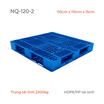 Kệ Nhựa Pallet liền khối Chịu Tải - màu XANH -1100mmx1100mmx150mm - PALLET-NQ-120-2