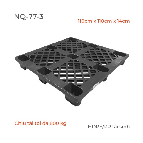 Kệ Nhựa Pallet Chân cốc màu đen -1100mmx1100mmx140mm - Chịu Tải - NQ-77-3