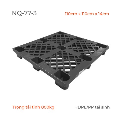 Kệ Nhựa Pallet Chân cốc màu đen -1100mmx1100mmx140mm - Chịu Tải - NQ-77-3