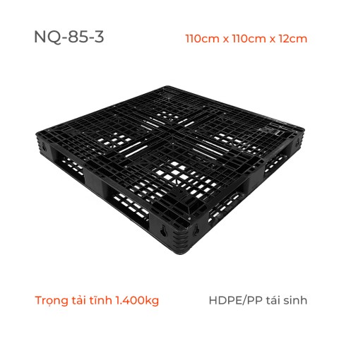 Kệ Nhựa Pallet liền khối Chịu Tải - màu đen -1100mmx1100mmx120mm - NQ-85-3