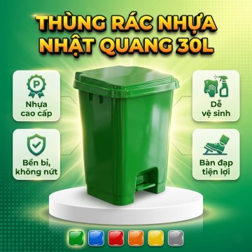 Thùng Rác Nhựa 30L Có Dậm Chân – Thiết Kế Gọn Gàng, Tiện Lợi 