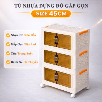 Tủ Nhựa Gấp Gọn 3 Ngăn 45cm Giá Tốt – Nhựa Cao Cấp, Thiết Kế Hiện Đại