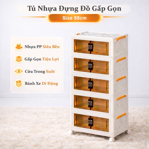 Tủ Nhựa Đựng Đồ Gấp Gọn 5 Ngăn 55cm – Thiết Kế Thông Minh, Lưu Trữ Gọn Gàng