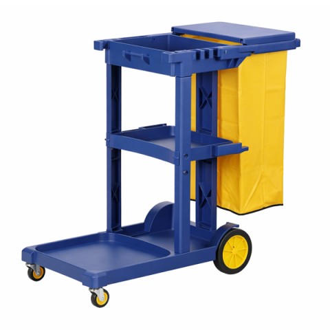 Xe Đẩy Vệ Sinh 3 Tầng Cao Cấp Màu Xanh Navy– Thiết Kế Chuyên Dụng Cho Khách Sạn Và Tòa Nhà