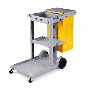 Xe Đẩy Vệ Sinh 3 Tầng Cao Cấp Màu Xám – Thiết Kế Chuyên Dụng Cho Khách Sạn Và Tòa Nhà