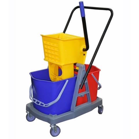 Xe Đẩy Vệ Sinh Lau Sàn 2 Ngăn 34L Có Vắt Nước – Bánh Xe Xoay 360°