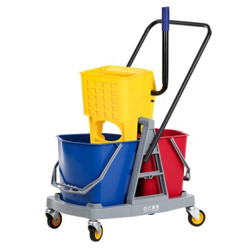 Xe Đẩy Vệ Sinh Công Nghiệp 2 Xô 60L – Khung Nhựa PP Chịu Lực, Bánh Xe Xoay 360°