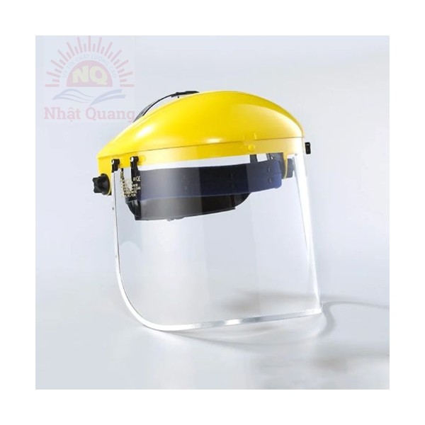 Mũ kính bảo hộ bảo vệ che mặt màu vàng, sản phẩm hữu ích trong các ngành công nghiệp như xây dựng, cơ khí, hàn