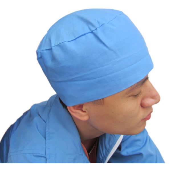 Mũ trùm đầu y tế màu xanh