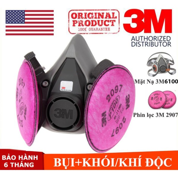 Mặt nạ 3M 6100 + Phin 2097 chống virus, vi khuẩn, bụi