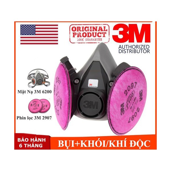 Mặt nạ 3M 6200 + Phin 2097 chống virus, vi khuẩn, bụi