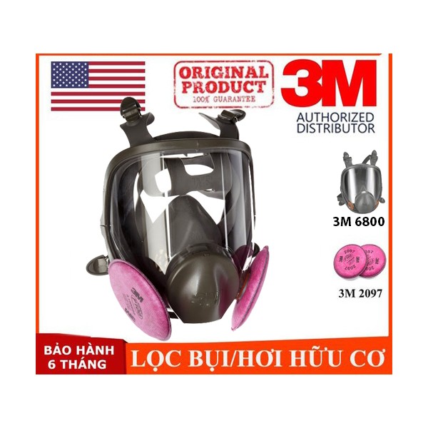 Mặt nạ 3M 6800 + Phin 2097 chống virus, vi khuẩn, bụi