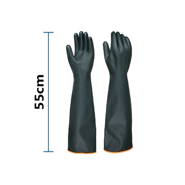 Găng tay cao su chống acid đen dài 55cm