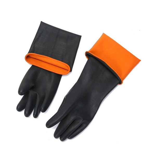 Găng tay cao su chống acid đen dài 35cm