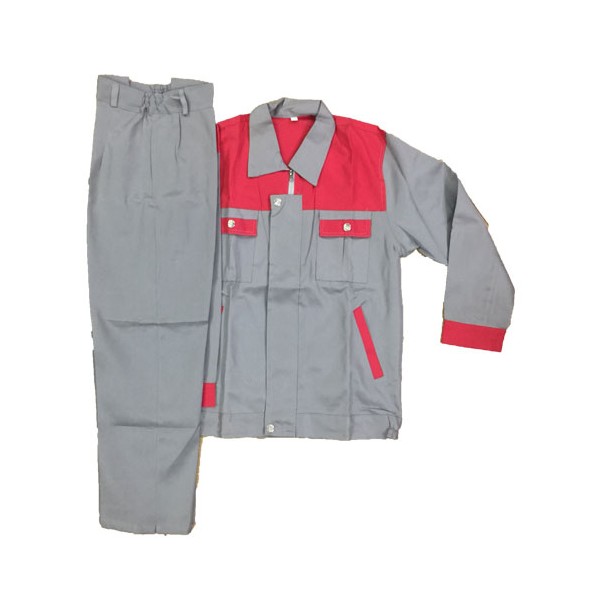 Quần áo bảo hộ kaki phối màu đỏ xám nhập khẩu