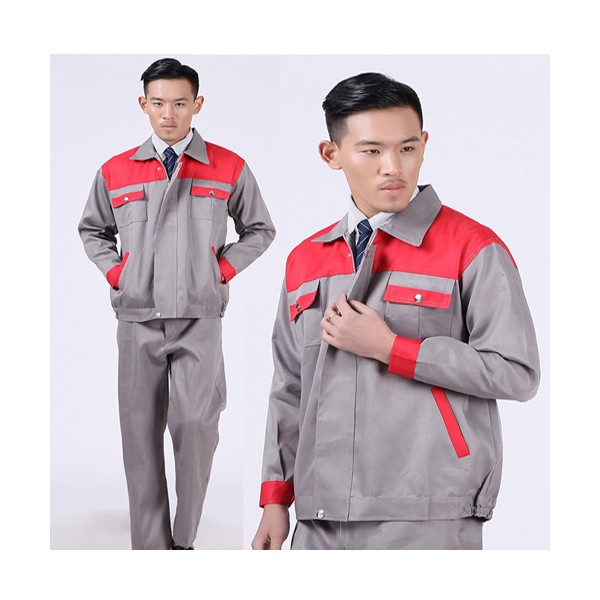 Quần áo bảo hộ kaki phối màu đỏ xám nhập khẩu