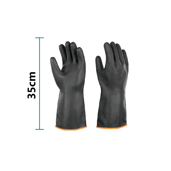 Găng tay cao su chống acid đen dài 35cm