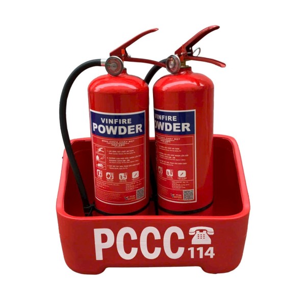 Kệ nhựa đựng 2 bình cứu hỏa, hàng đẹp, chất lượng cao, an toàn và chịu lực va đập tốt