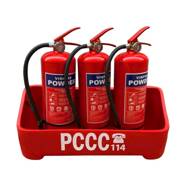 Kệ nhựa đựng 3 bình cứu hỏa, hàng chất lượng cao không han gỉ, an toàn và chịu lực tốt
