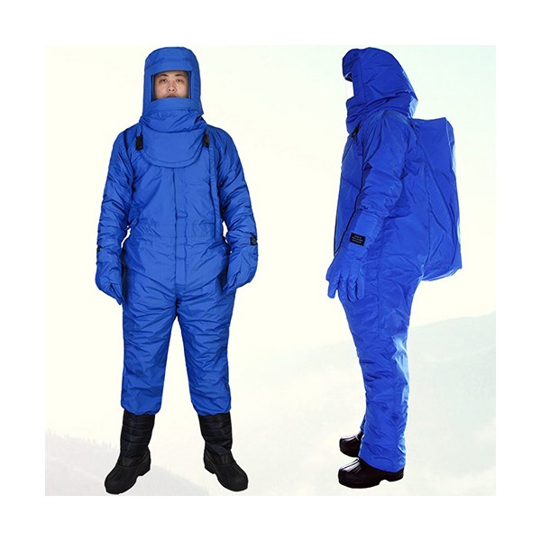 Bộ quần áo liền quần phòng lạnh âm 250 độ có túi đựng bình khí