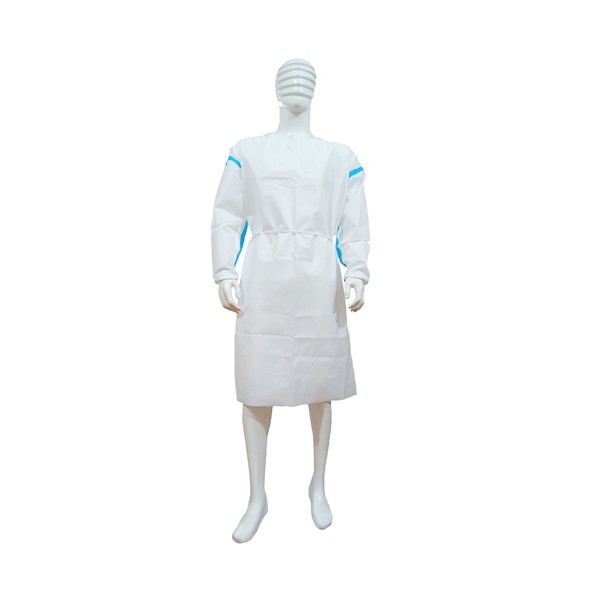 Áo choàng vải không dệt trắng seam xanh