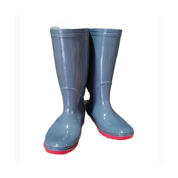 Ủng nhựa cao su pvc màu ghi xám đế đỏ phù hợp với mọi môi trường lao động
