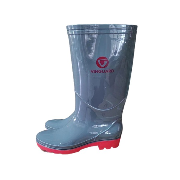 Ủng nhựa cao su pvc màu ghi xám đế đỏ phù hợp với mọi môi trường lao động
