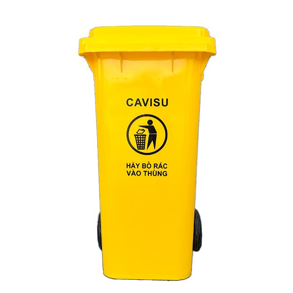 Thùng rác nhập khẩu CAVISU 100 lít màu vàng