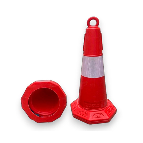 Cọc tiêu nhựa Nhật Quang đỏ phản quang trắng 55cm
