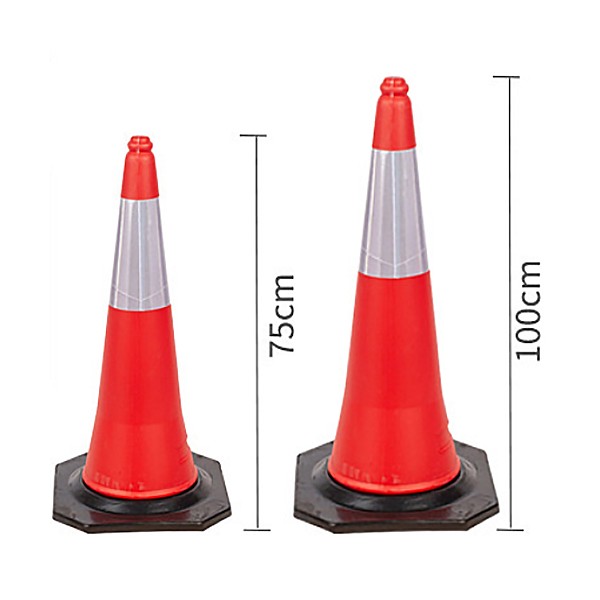 Cọc tiêu đỏ – phản quang trắng đế cao su 001 100cm