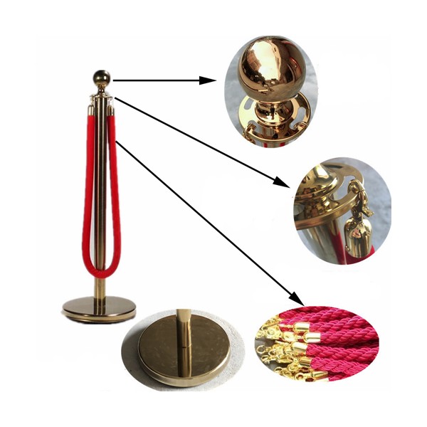 Cột phân cách inox dây nhung hình trụ 90cm