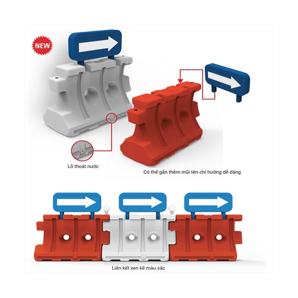 Dải phân cách nhựa hàng rào chắn Hàn Quốc