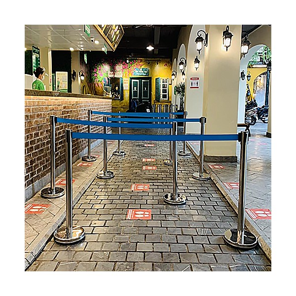 Rào chắn phân cách cột inox màu xanh loại 3m