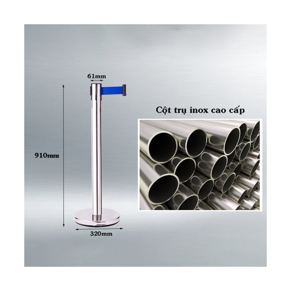 Rào chắn phân cách cột inox màu xanh loại 3m