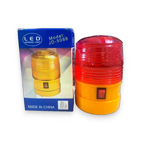 Đèn cảnh báo chạy bằng 4 pin có đế nam châm không còi