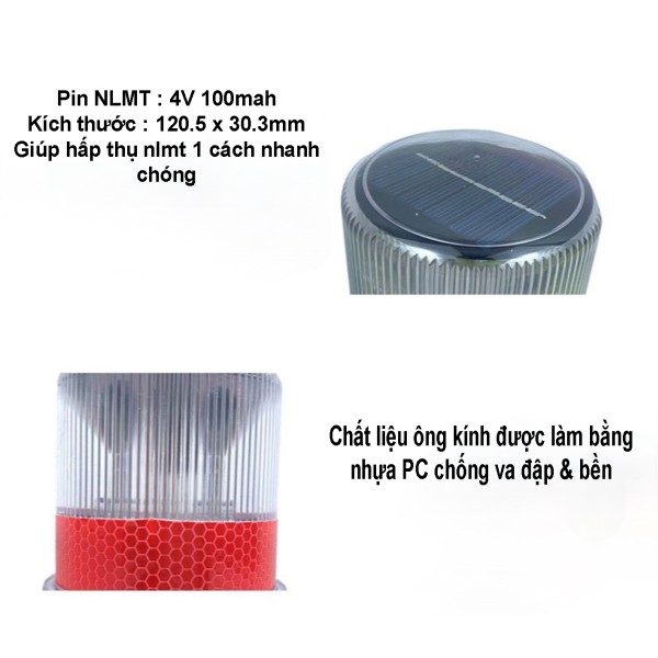 Đèn cảnh báo 050s cắm cột, cắm cọc tiêu, dùng năng lượng mặt trời
