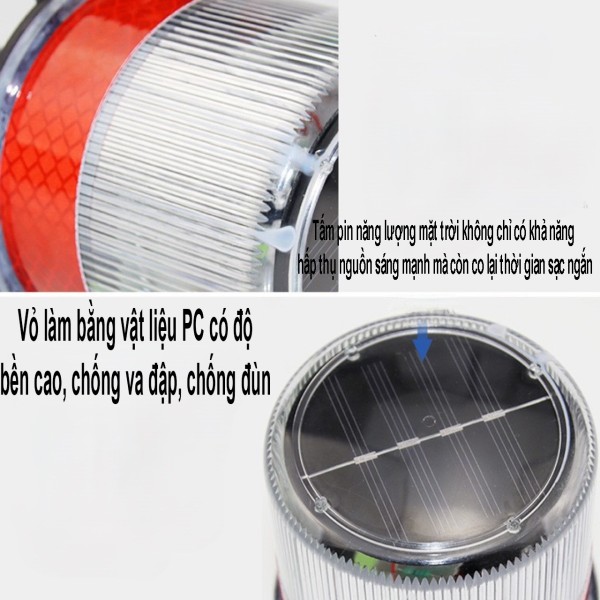 Đèn cảnh báo 050s cắm cột, cắm cọc tiêu, dùng năng lượng mặt trời