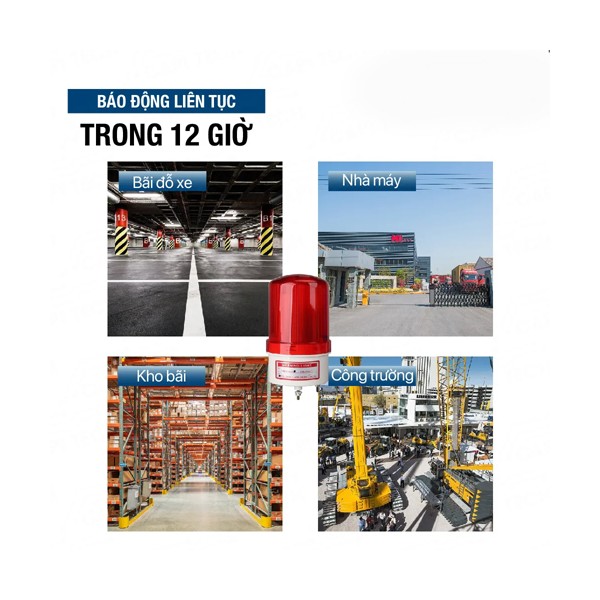 Đèn cảnh báo quay cảnh báo công trình, báo trộm, báo công trình 12V có còi